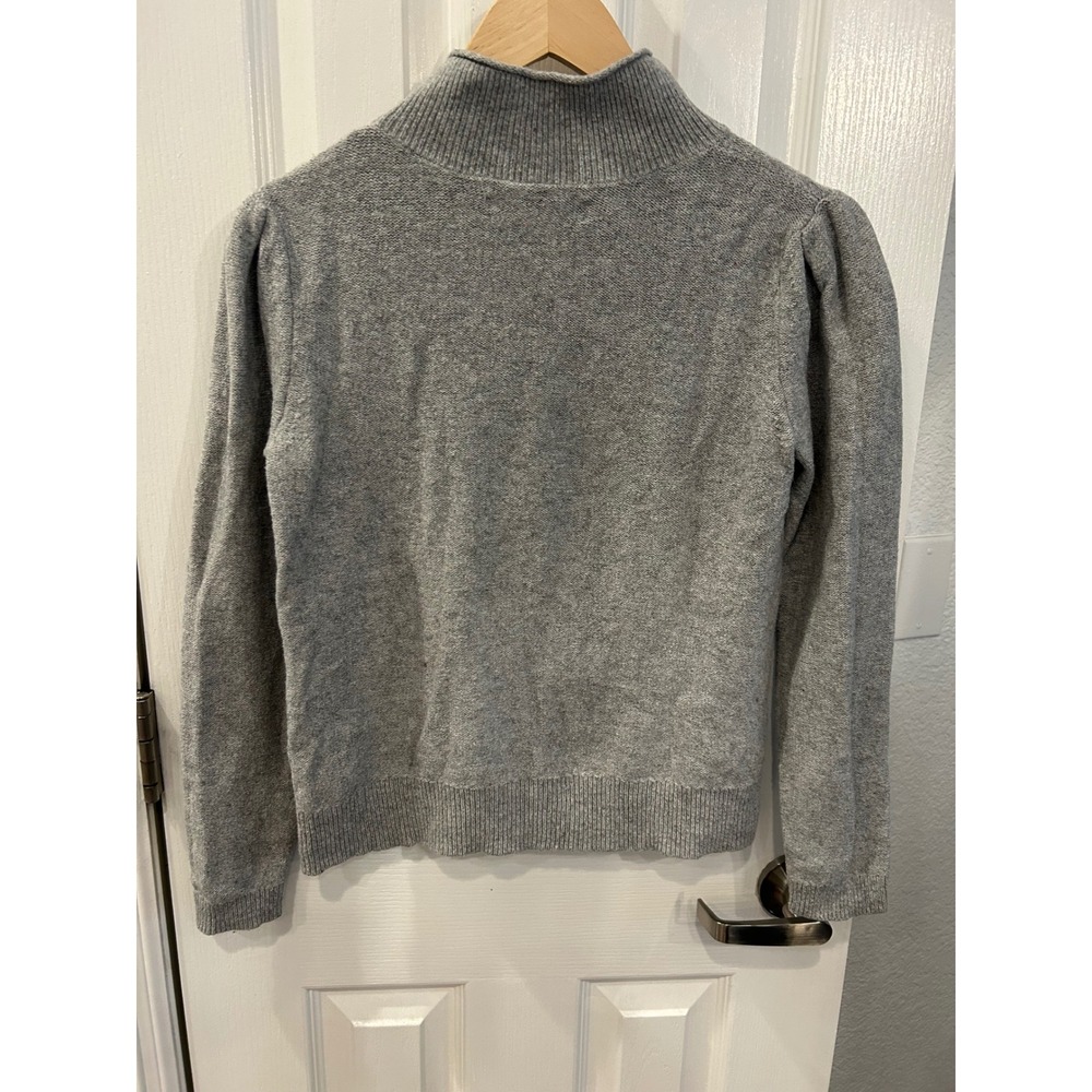 LOFT‎ Womens Gray Terrier Dog Mock Neck Puff Sleeve Knit Sweater Size M - Picture 5 of 7